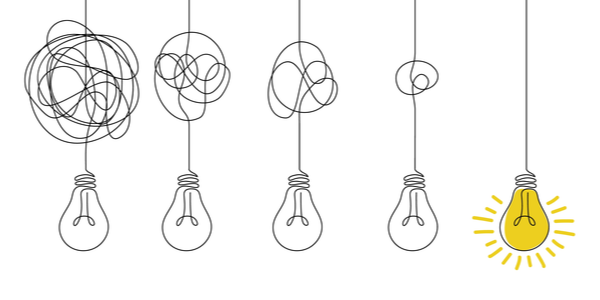 multiple lights on a string showing disorder to order and understanding